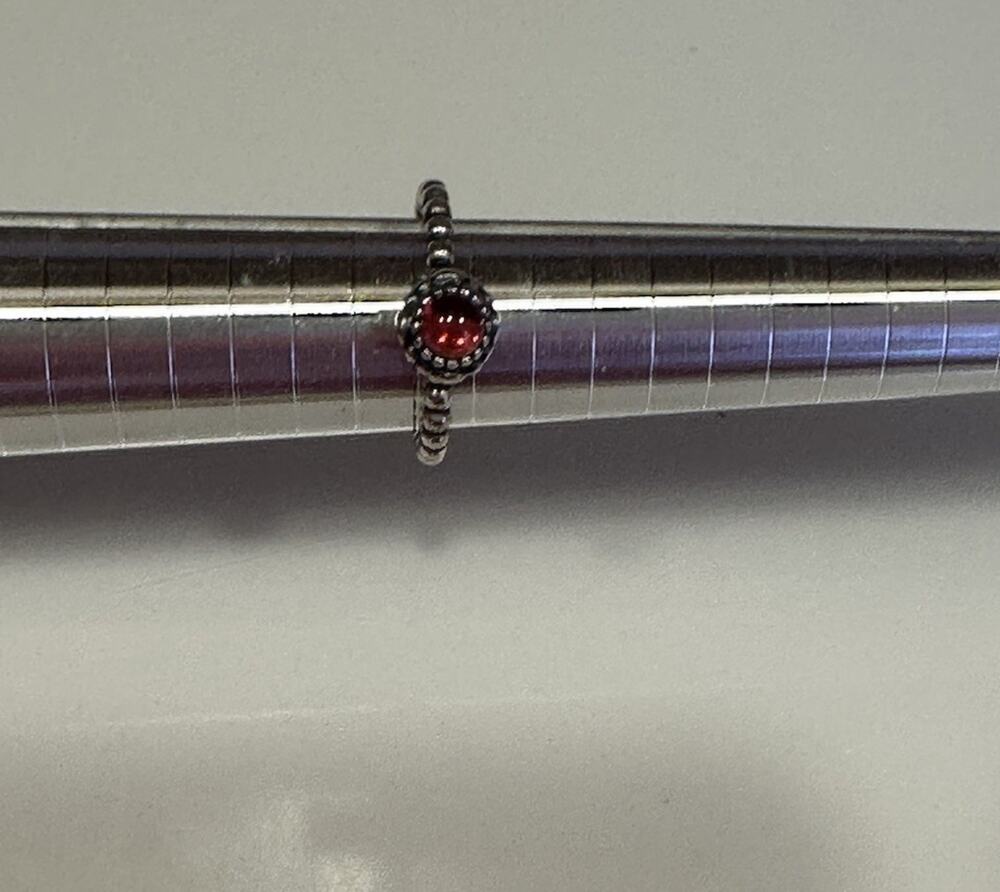 Pandora Sterling Silver January Birthday Blooms Red Garnet Ring Size 7.5 Retired